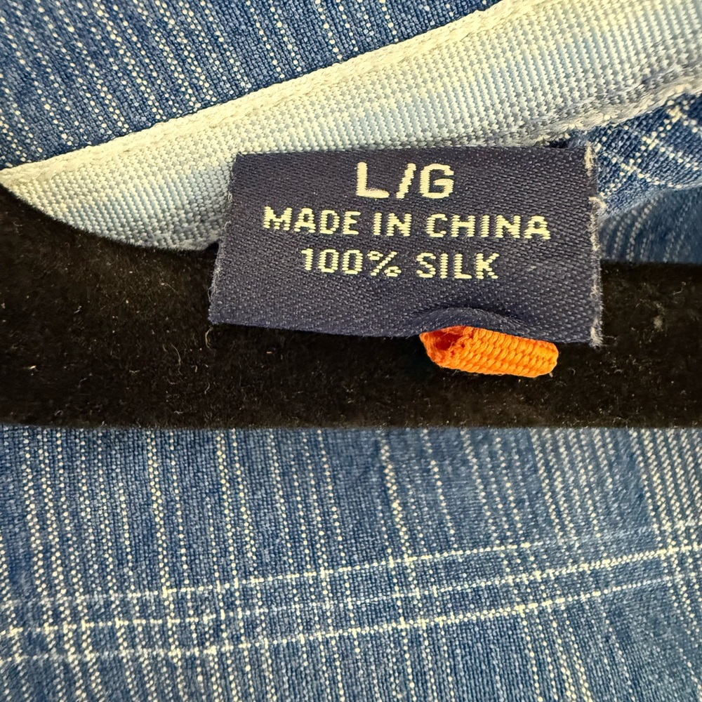 Tommy Bahama Blue Checkered Silk Button Down Shirt - Picture 3 of 7